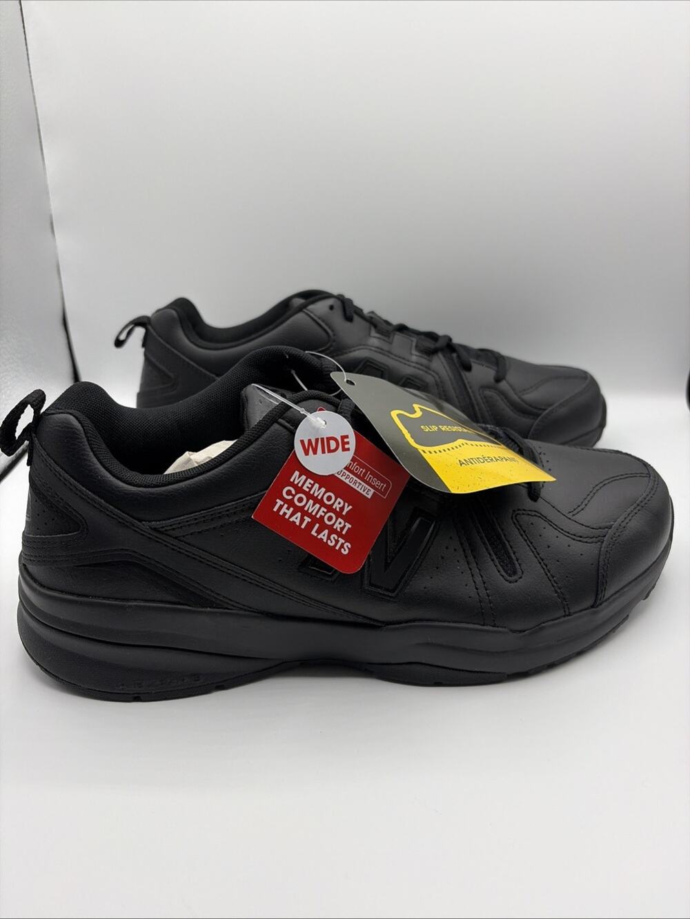 New Balance 608 V5 Slip-Resistant Work Shoe Sneakers Black Sz 12 Wide WX608AB5